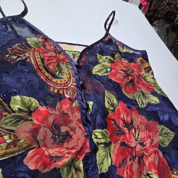 Vtg Victorias Secret Gold Label Floral Teddy Camisole Women M Satin Lace Romper - Picture 6 of 15